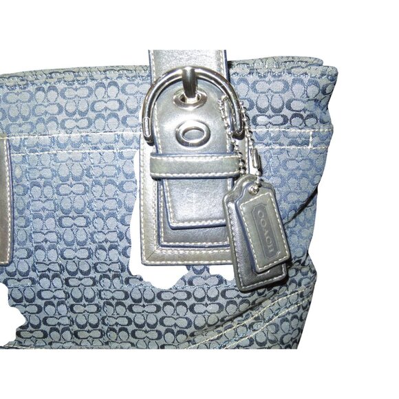 Coach Soho Blue & Grey Denim Canvas Signature C Jacquard Satchel 2008 F12310 - Picture 3 of 12